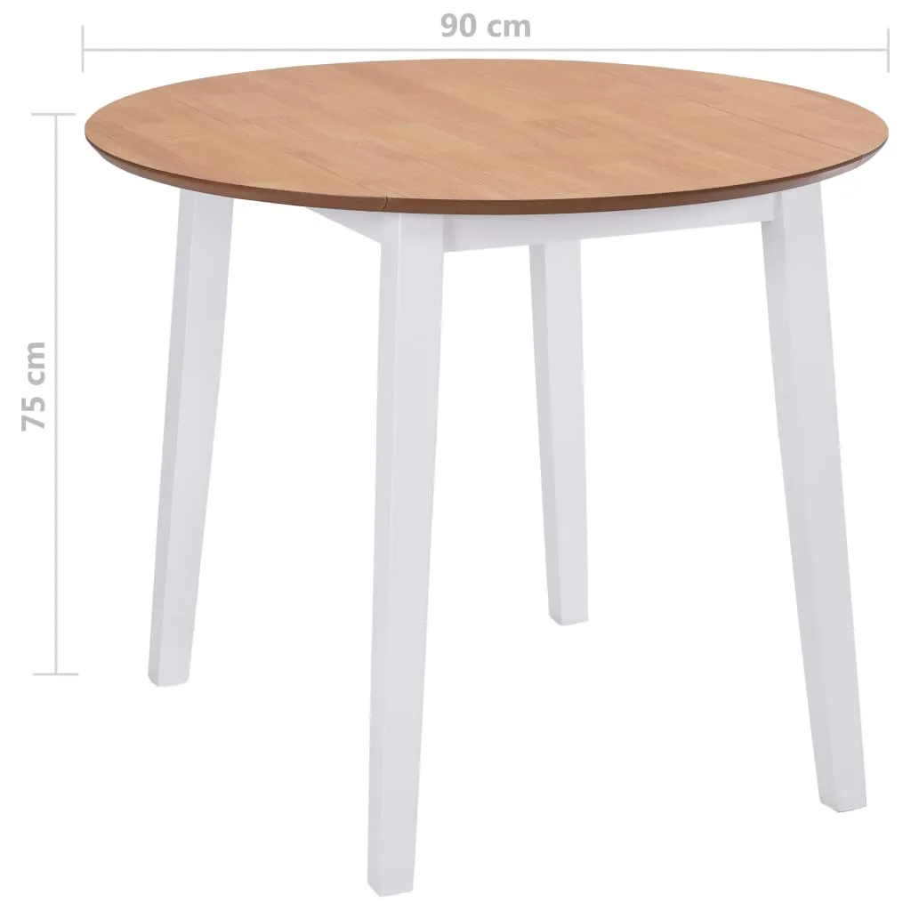 Drop-leaf Dining Table Round MDF White