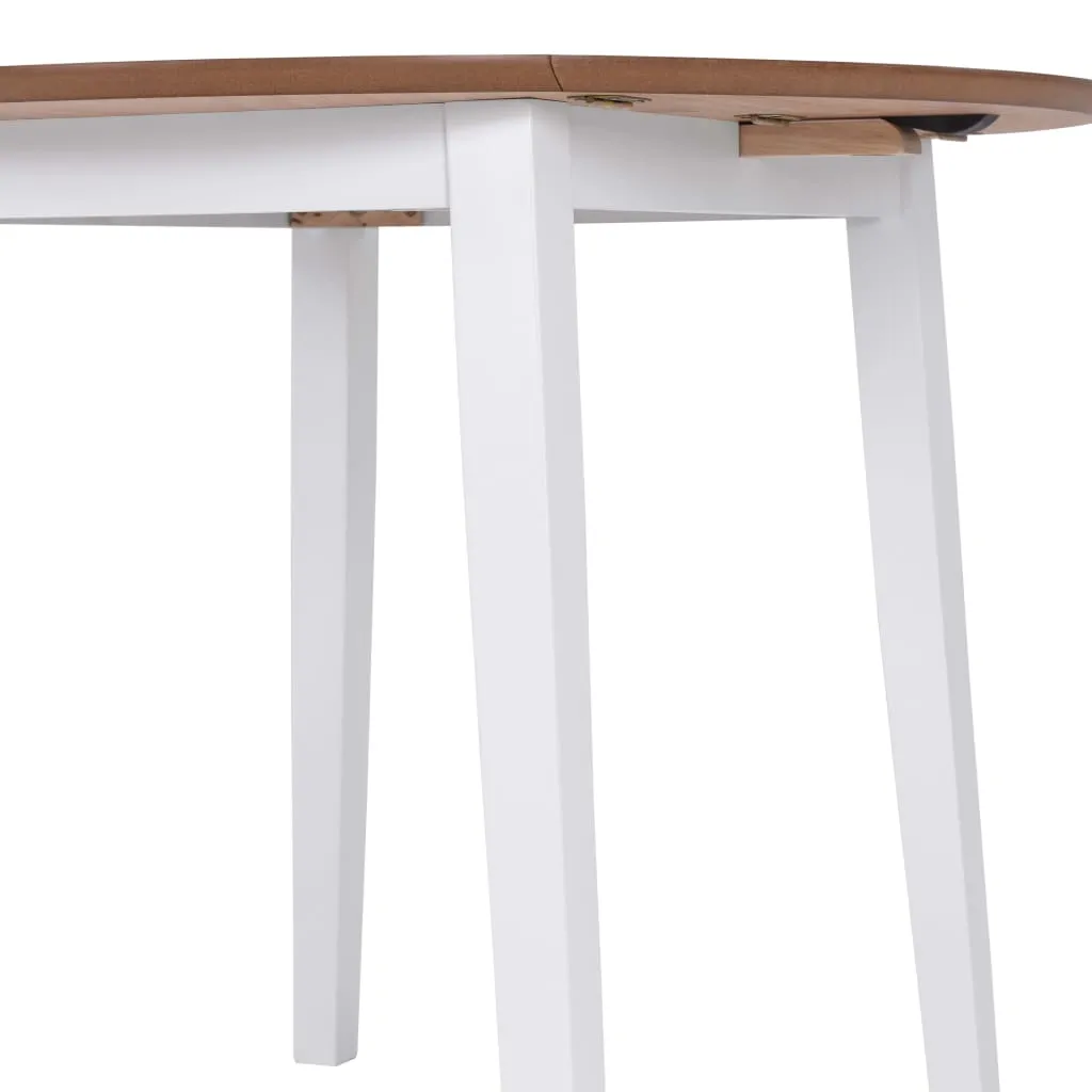 Drop-leaf Dining Table Round MDF White