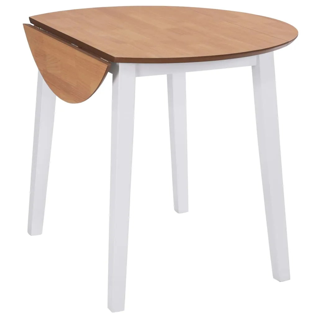 Drop-leaf Dining Table Round MDF White