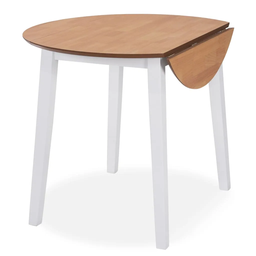 Drop-leaf Dining Table Round MDF White