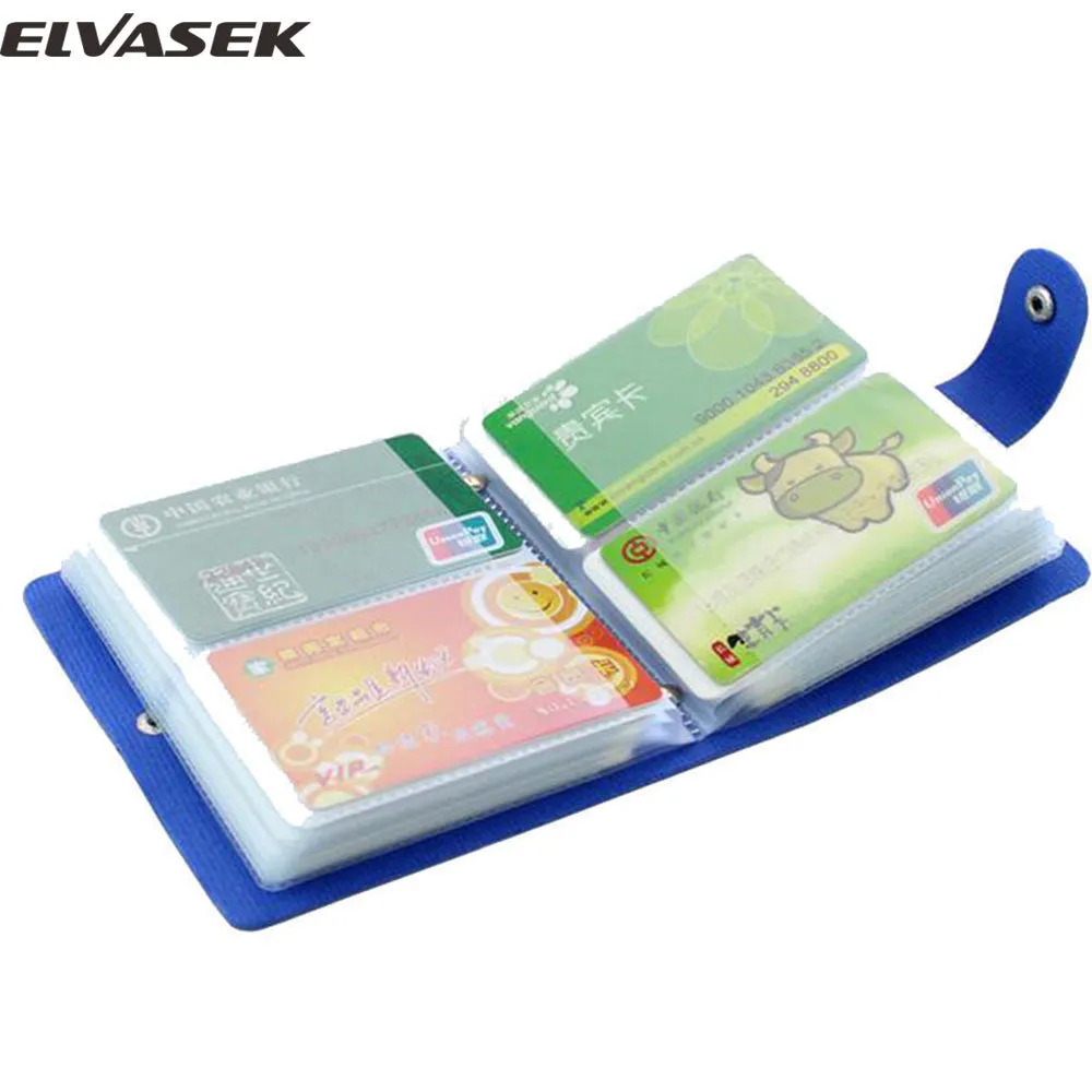 Elvasek Fashion Business Credit Card Holder Bags Leather Bank Card Bag 40-64 Cards Case ID Holders Card Keepers LS6534