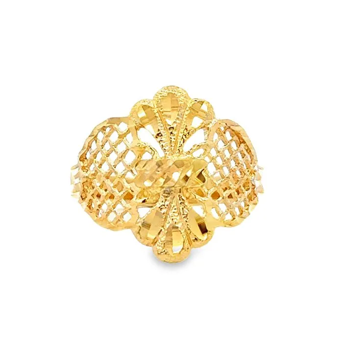 Estate Lattice Design Ring in 14K Yellow Gold