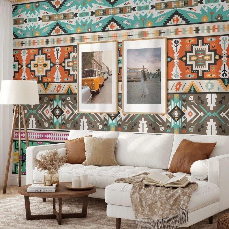 Extra Large Big Boho Aztec Tribal Ikat Wallpaper