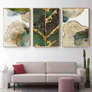 Golden Leaf Vein Abstract Wall Art (50x70cm)