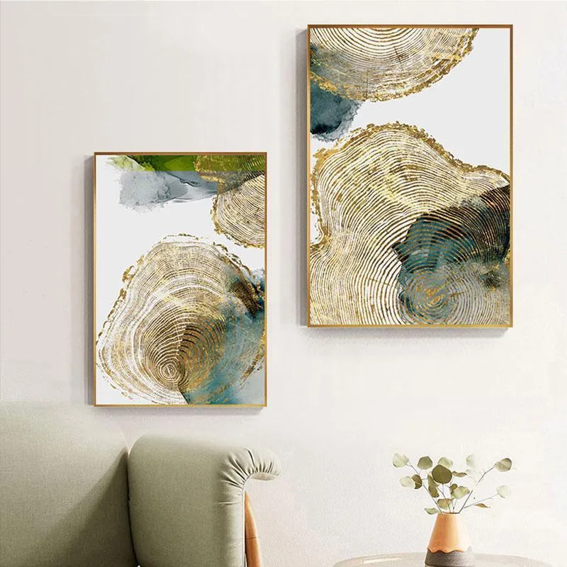 Golden Leaf Vein Abstract Wall Art (50x70cm)