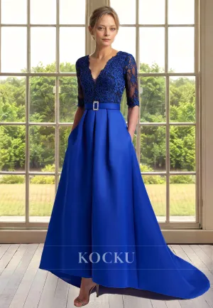 Gorgeous & Charming Appliques V-Neck A-Line Belt Cocktail Mother of the Bride Dress