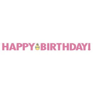 Happy Birthday Decorative Party Banner - Pink & Yellow