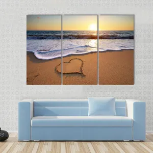 Heart On Beach Canvas Wall Art