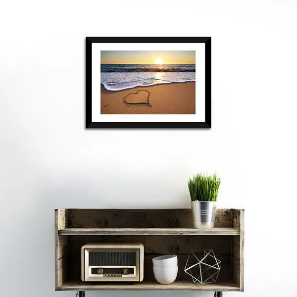 Heart On Beach Canvas Wall Art