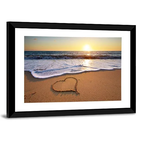 Heart On Beach Canvas Wall Art