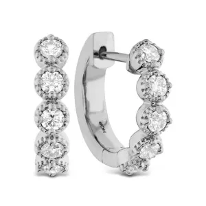 Hearts On Fire .32-.37ctw Diamond Bar Huggie Earrings in 18K White Gold