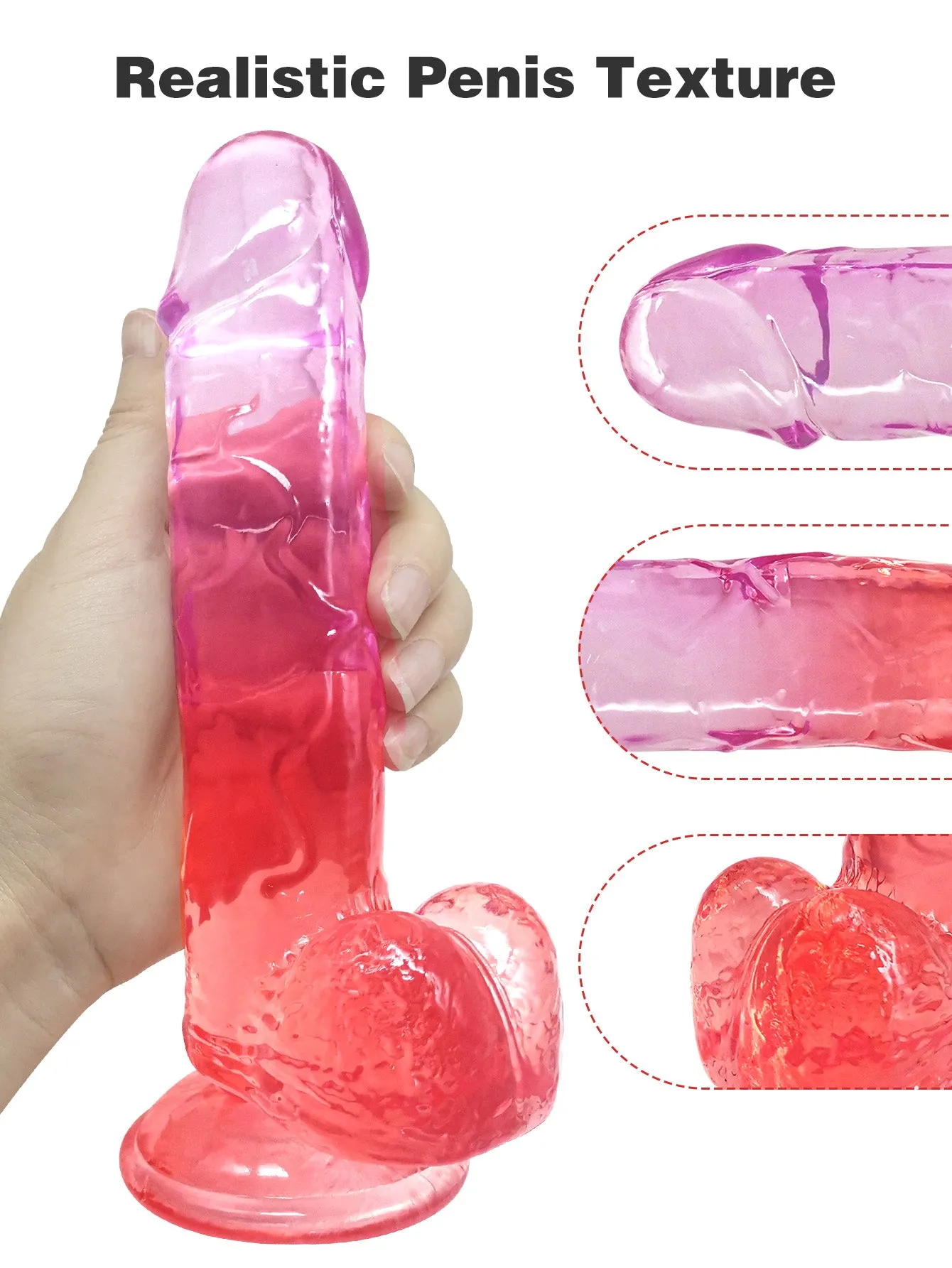 Jelly Soft Realistic Dildos for Women - Lifelike Mixed Color Dildo with Big Suctiion Cup