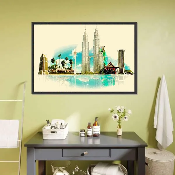 Kuala Lumpur City Illustration Canvas Wall Art