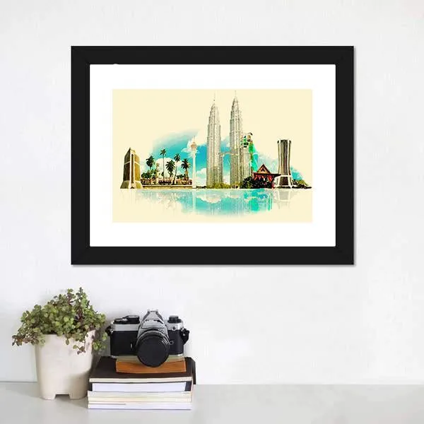 Kuala Lumpur City Illustration Canvas Wall Art