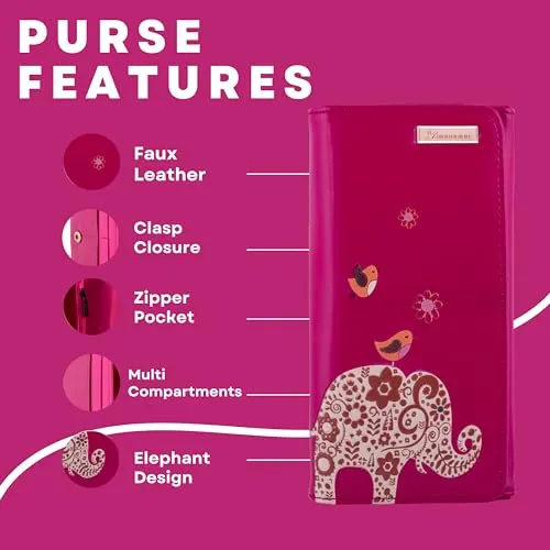 Kukubird Large Purse Elephant - Fuchsia