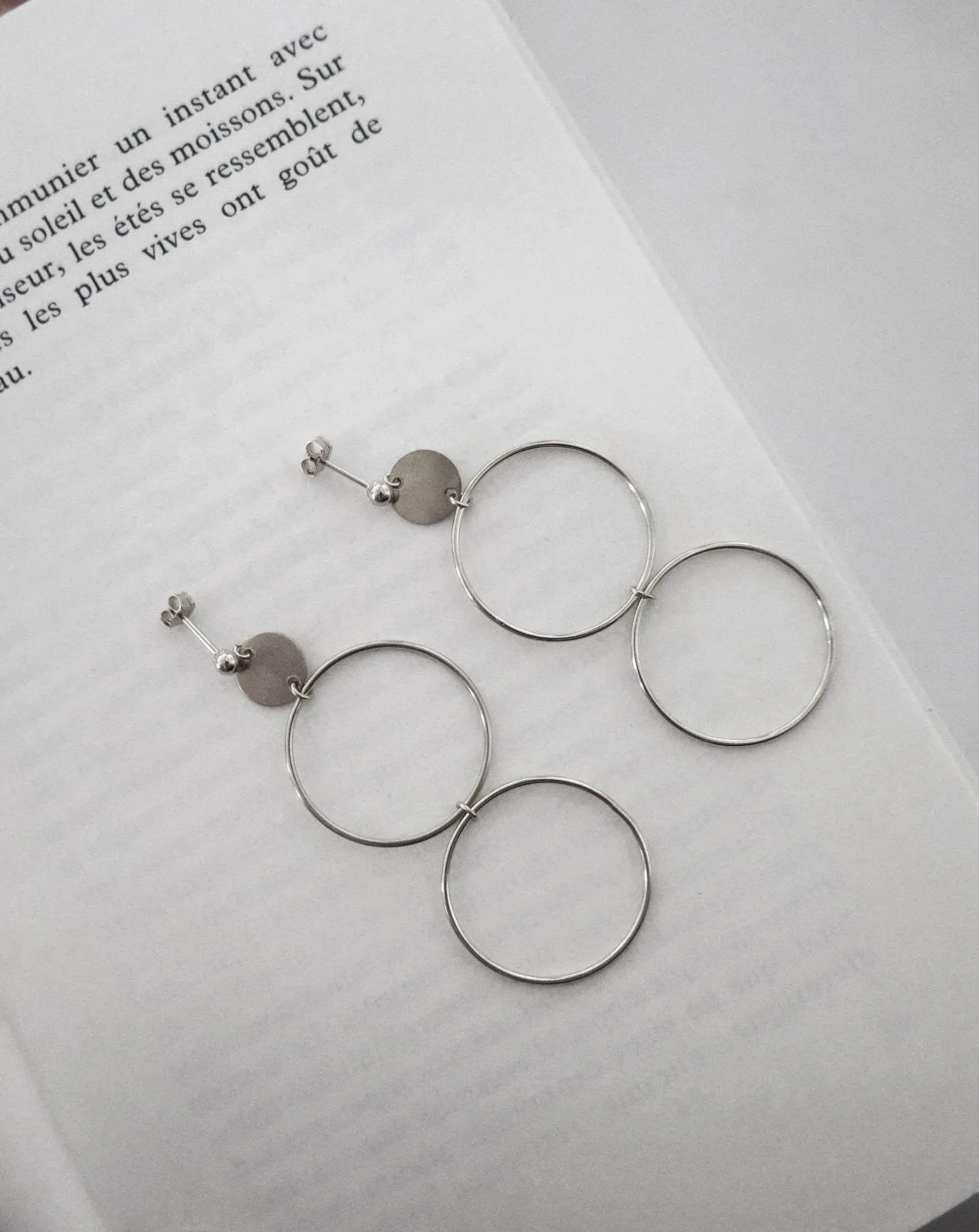 Large Double Circle Earrings - Sterling Silver