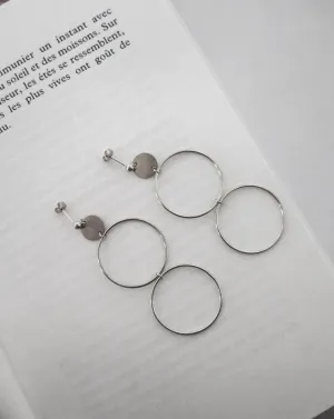 Large Double Circle Earrings - Sterling Silver