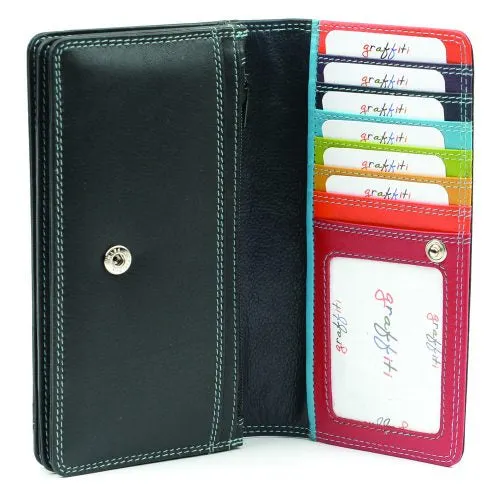 Large Leather Multicoloured Compartment Purse (3 Colours)