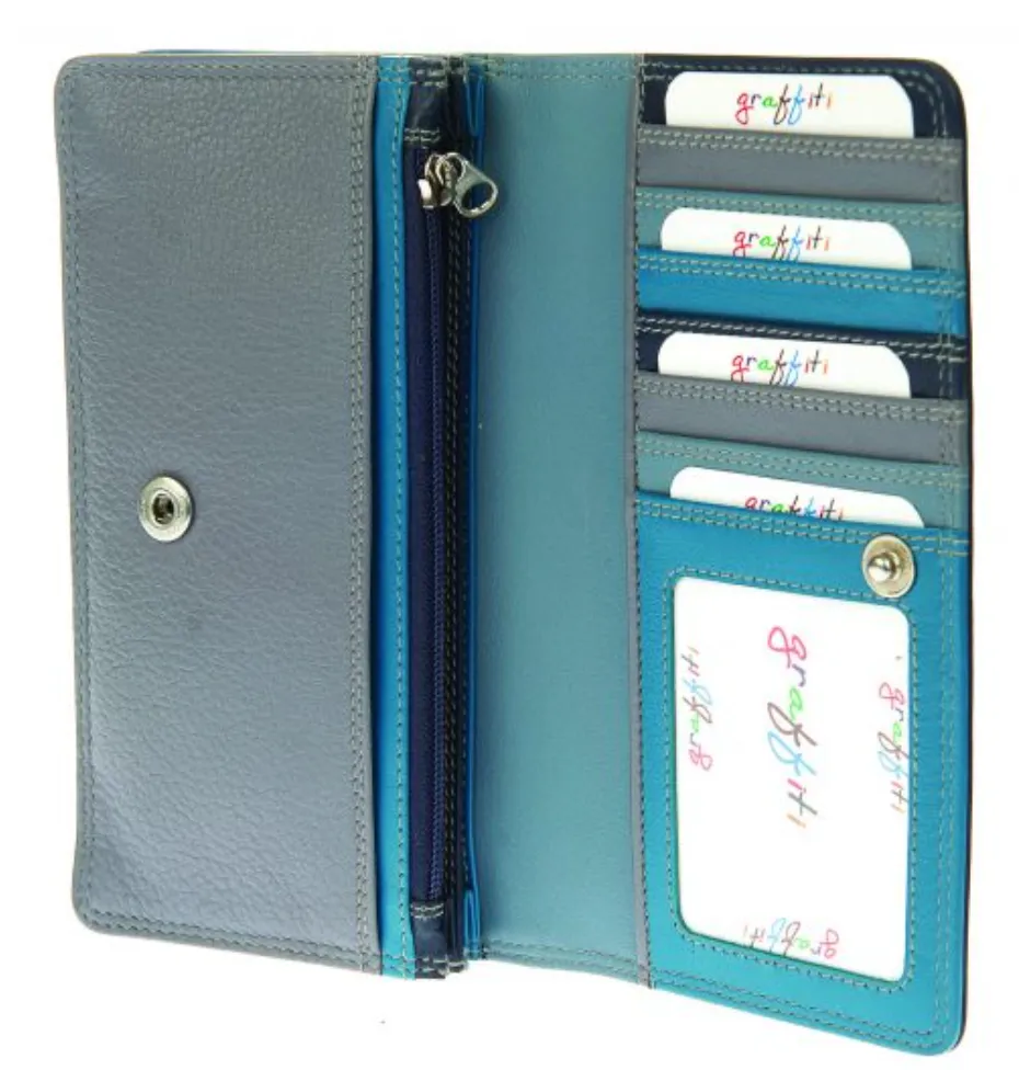 Large Leather Multicoloured Compartment Purse (3 Colours)