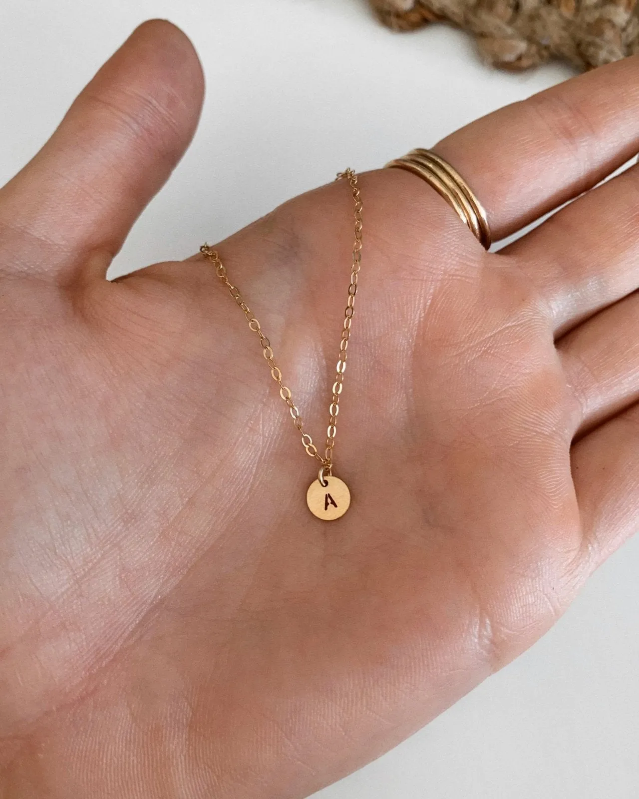 Letter Coin Necklace  - 14k Yellow Gold Fill