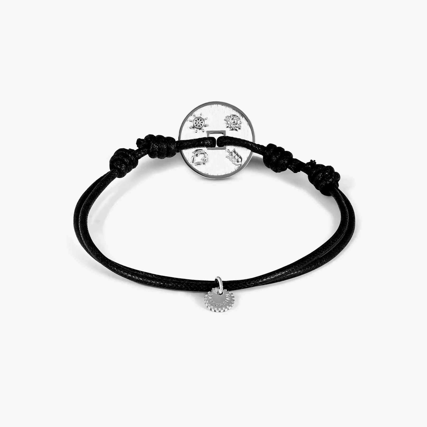 Lhasa Auspicious Coin Cord Bracelet In Black