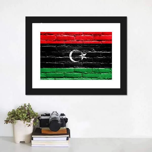 Libya Flag On Brick Wall Canvas Wall Art