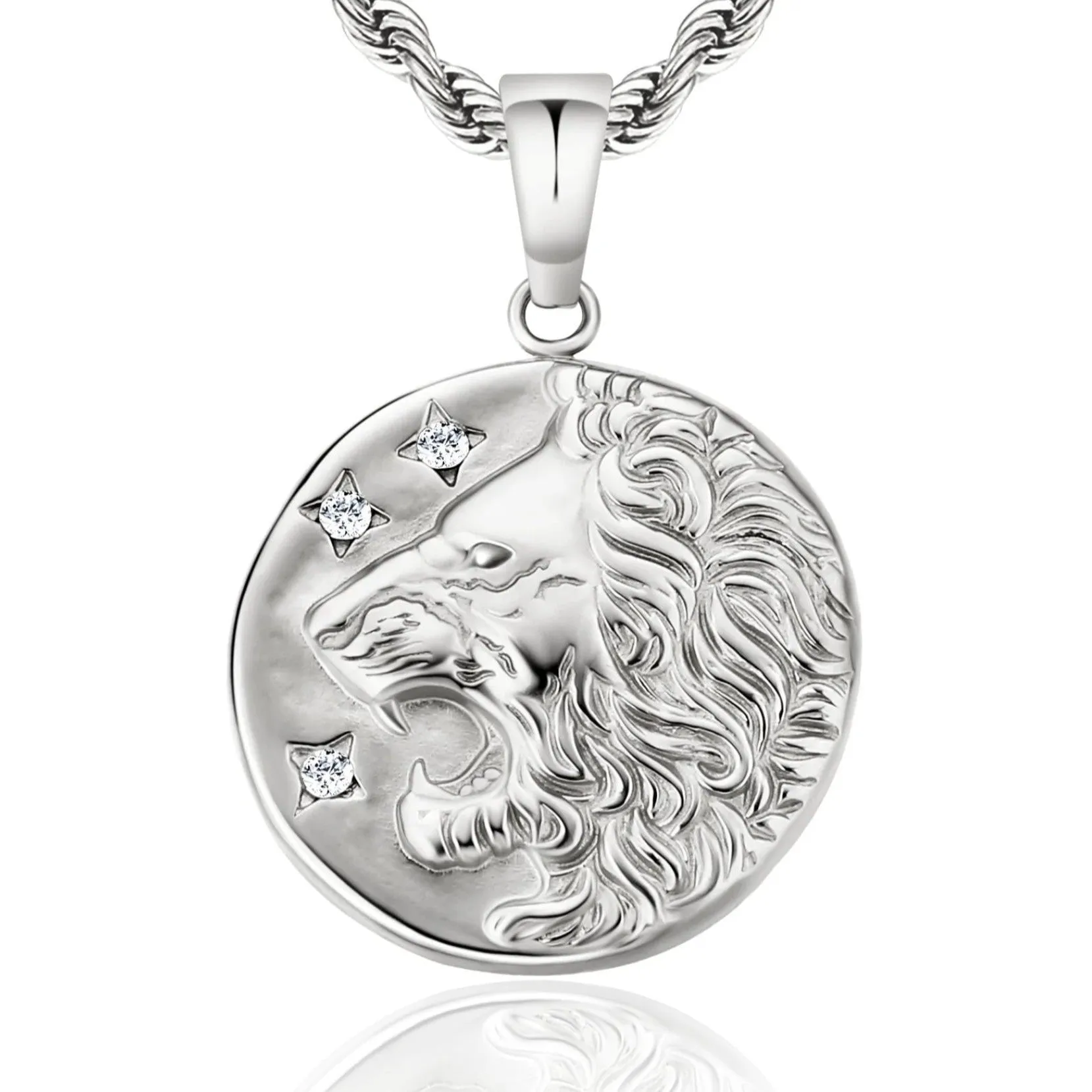 Lion Head Coin Pendant Necklace