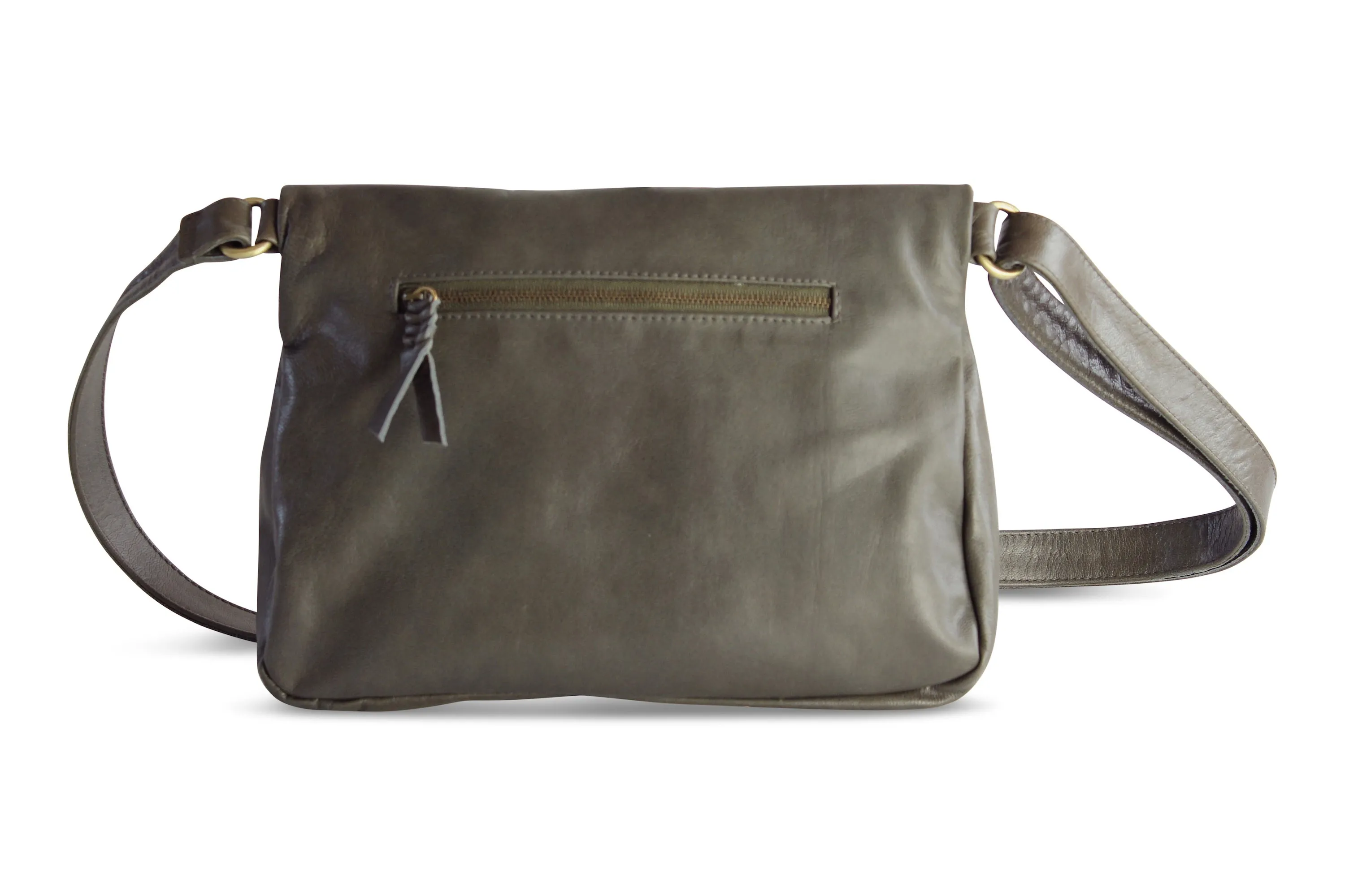 LOUISE LEATHER HANDBAG IN OLIVE GREY