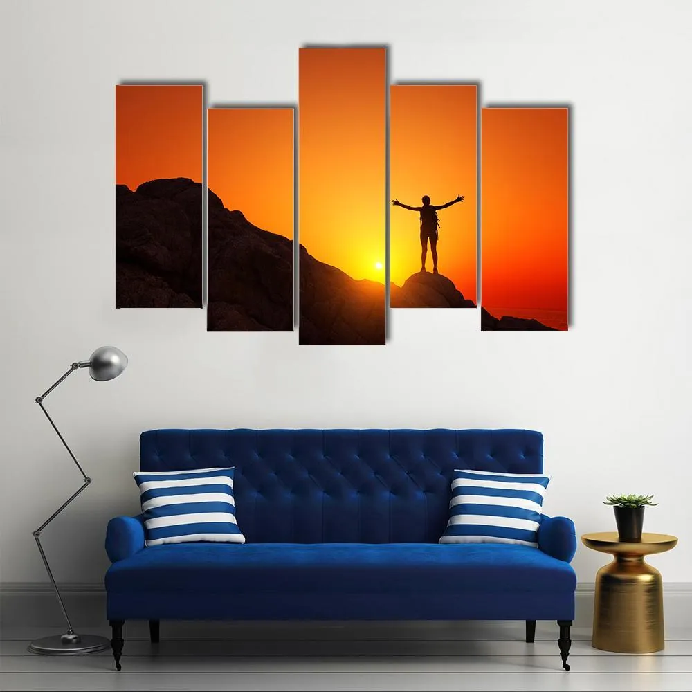 Man Celebrating Success Canvas Wall Art