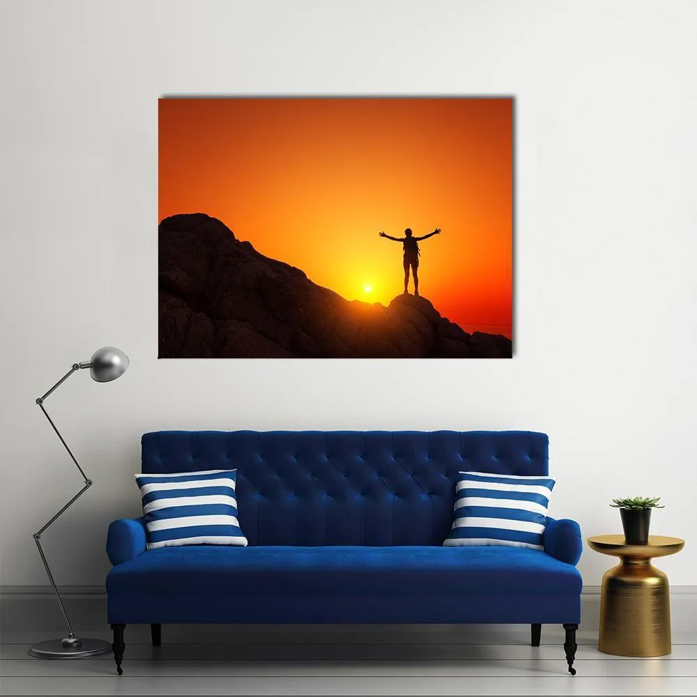 Man Celebrating Success Canvas Wall Art