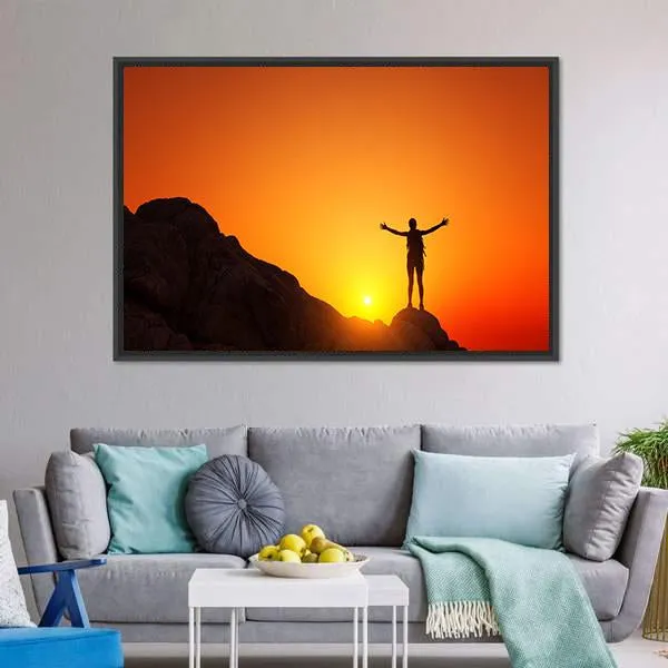 Man Celebrating Success Canvas Wall Art