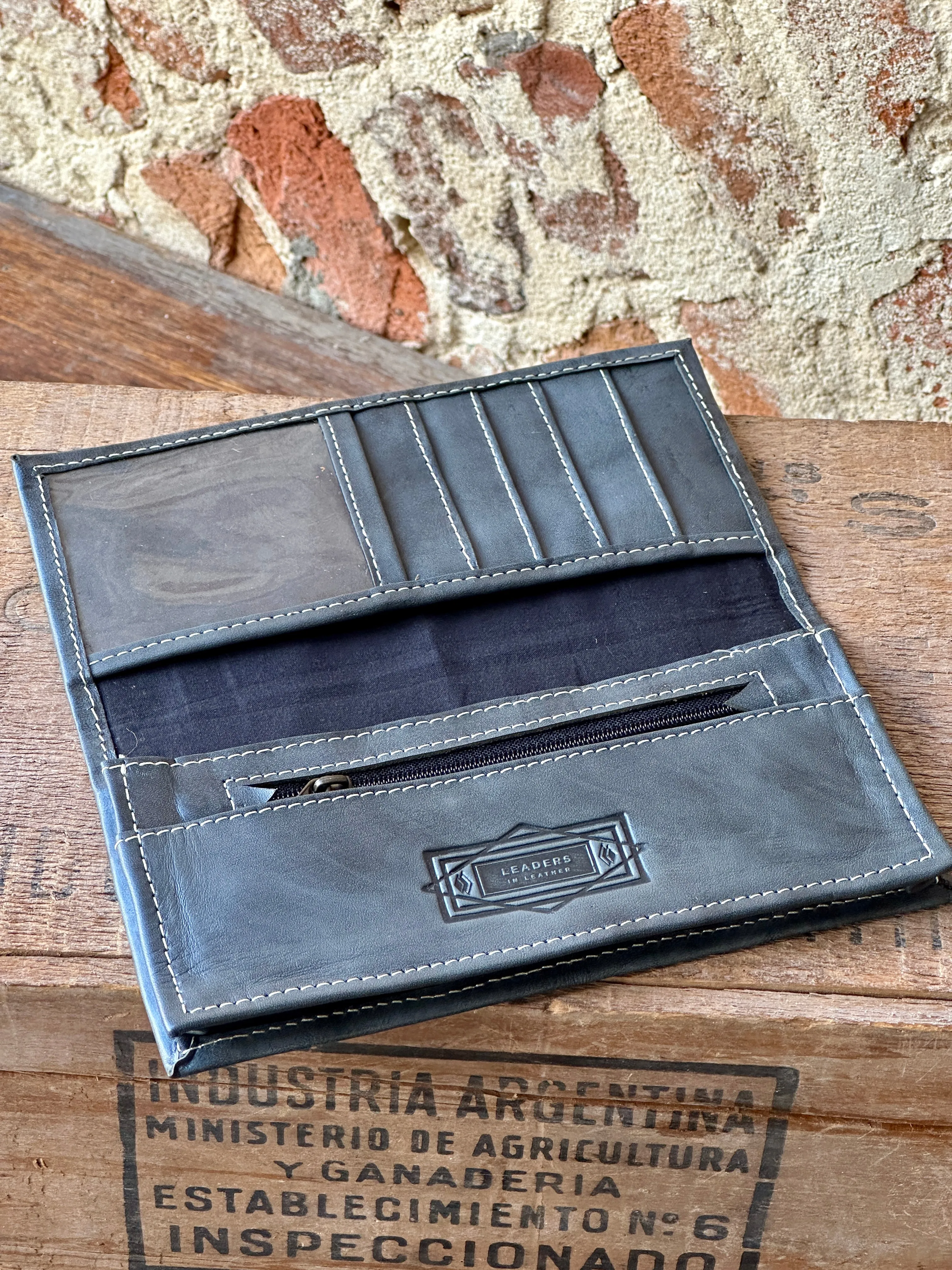 McCrae Tooled Slim Checkbook Cover/Wallet [Charcoal]