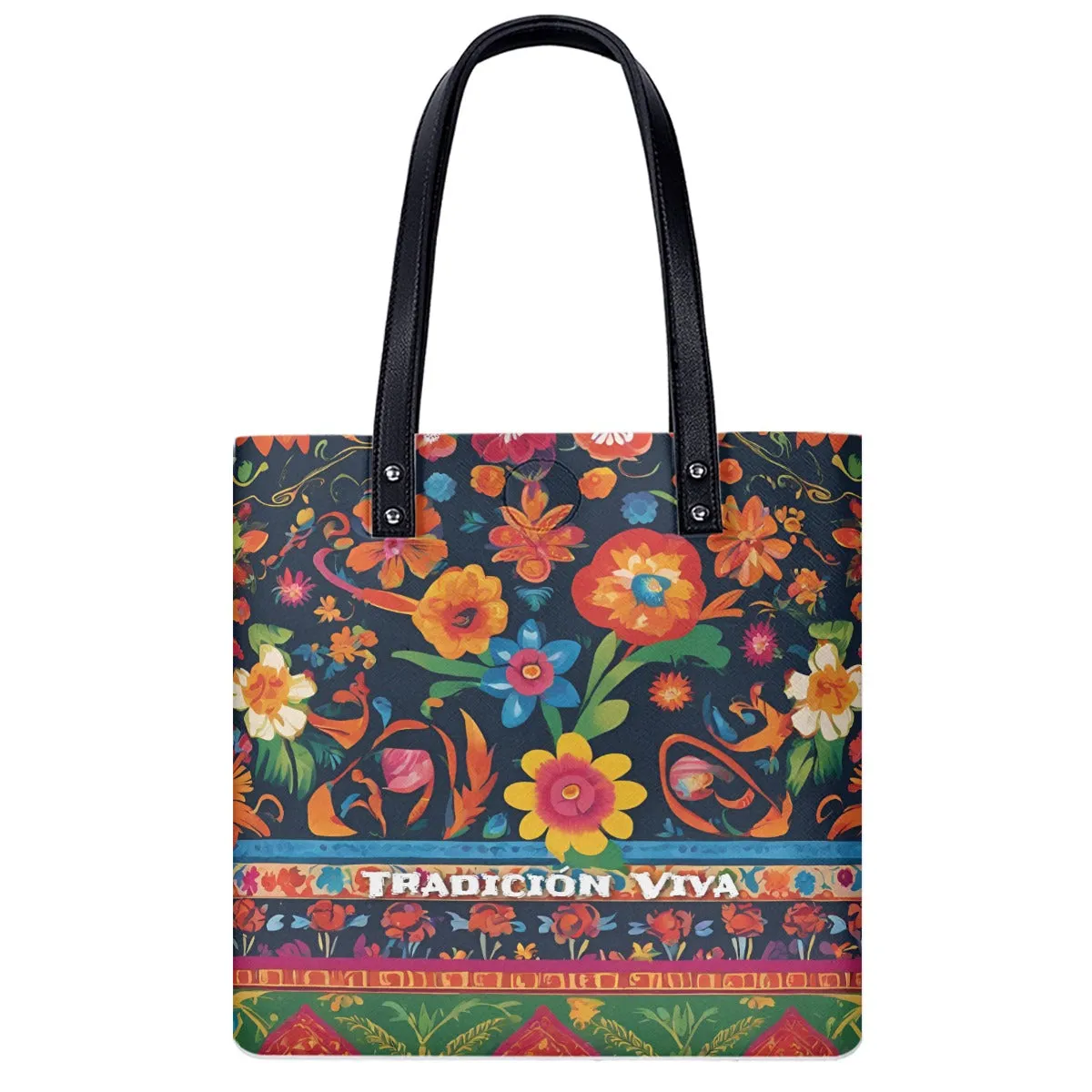 Mexican Tote Bag Tradicion Viva Beach Boho PU Shoulder Bag