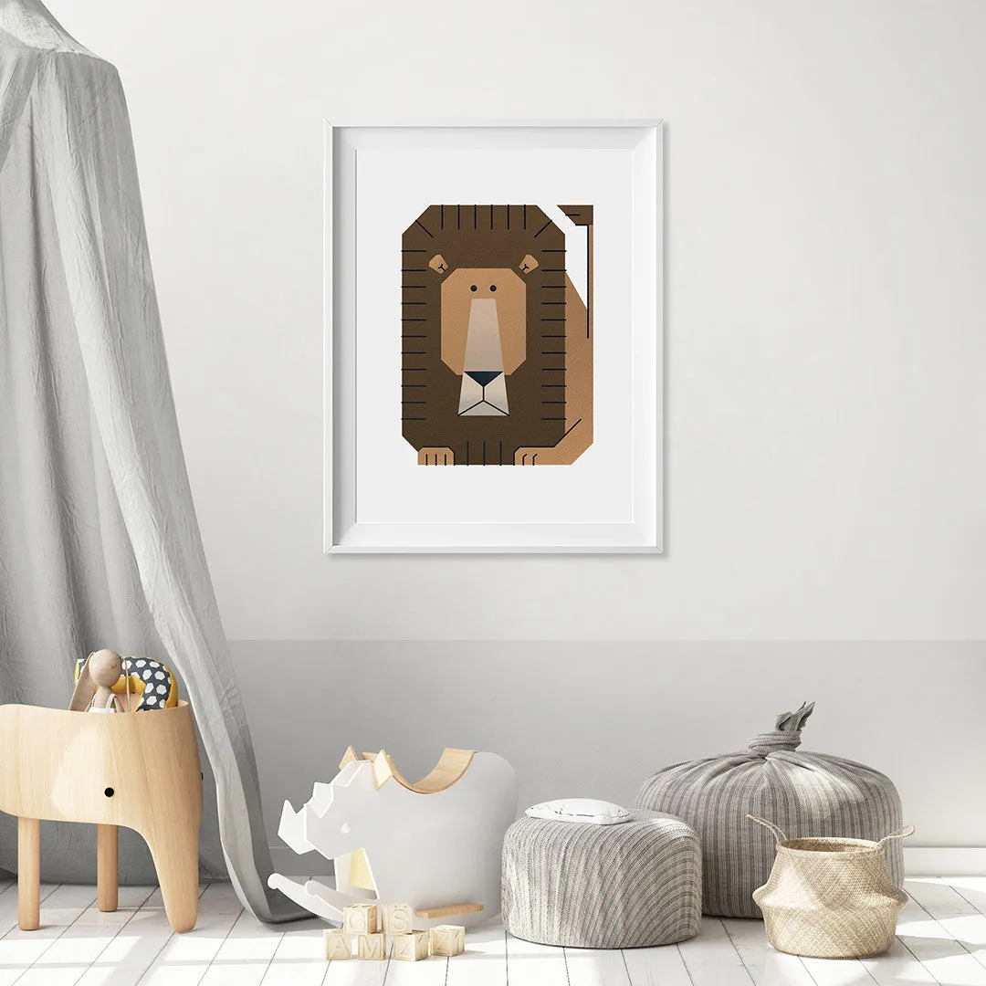 Minimal Lion Safari Nursery Print