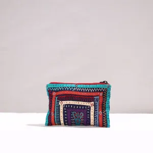 Multicolor - Kutch Dhebariya Qatab Hand Embroidery Cotton Coin Pouch