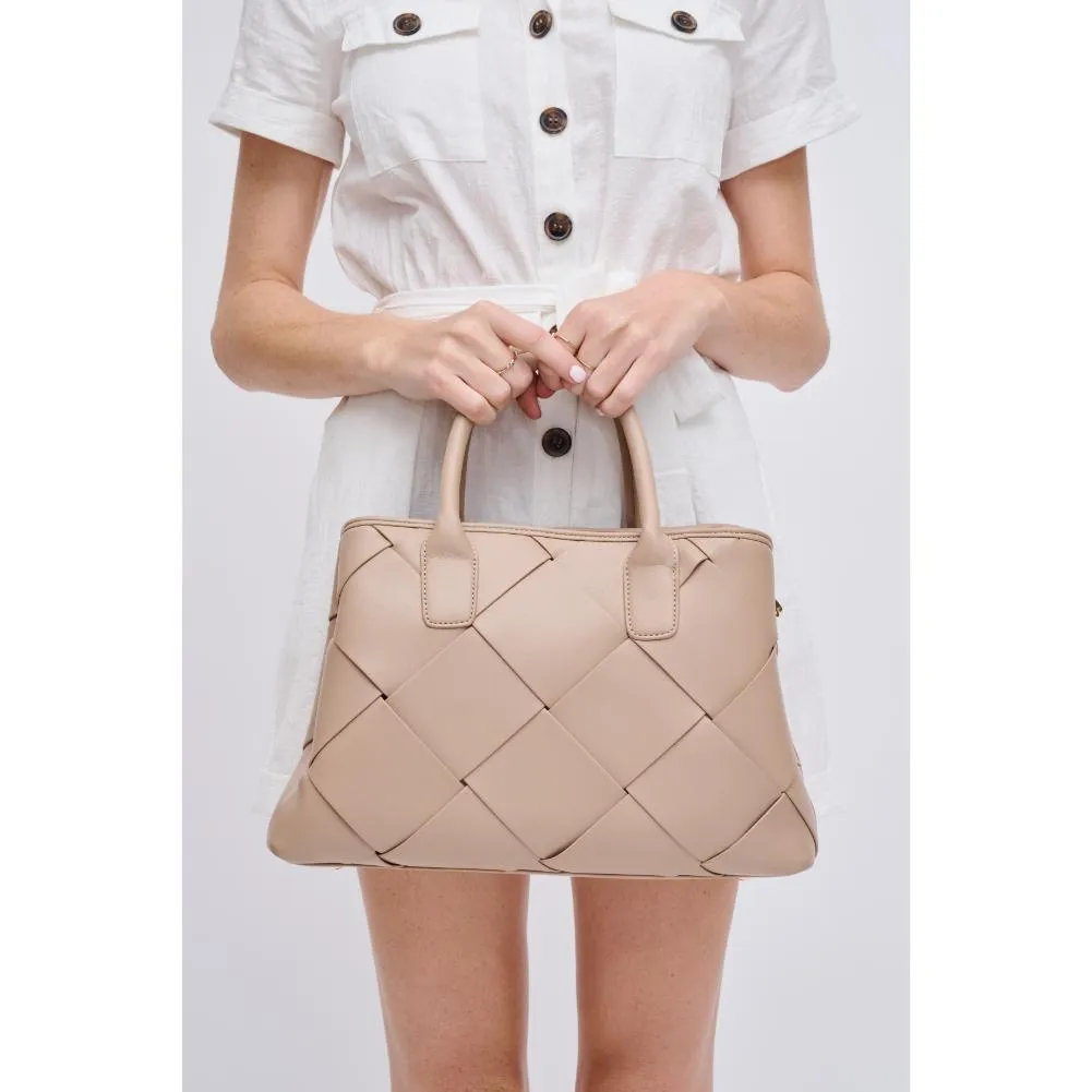 NATURAL WOVEN VEGAN LEATHER SATCHEL