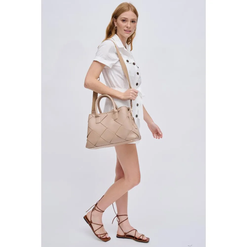 NATURAL WOVEN VEGAN LEATHER SATCHEL