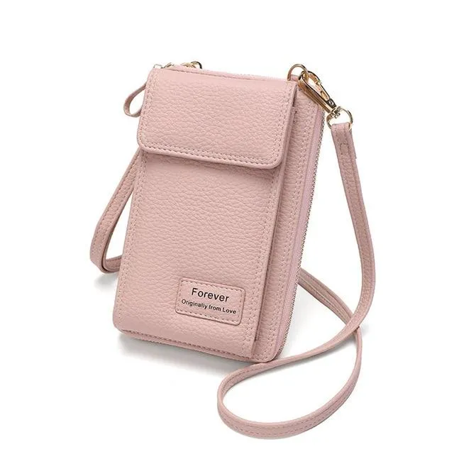 New Women Purses Solid Color Leather Shoulder Strap Bag Mobile Phone Big Card Holders Wallet Handbag Pockets for Girls |Top-Handle Bags|