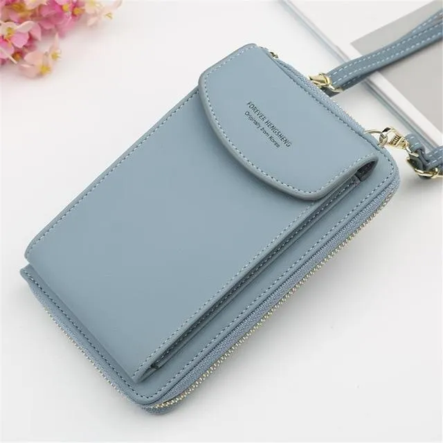 New Women Purses Solid Color Leather Shoulder Strap Bag Mobile Phone Big Card Holders Wallet Handbag Pockets for Girls |Top-Handle Bags|