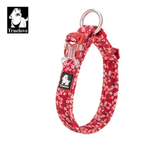 Padded Floral Dog Collar, 2XL, Poppy Red, Durable, Secure Fit