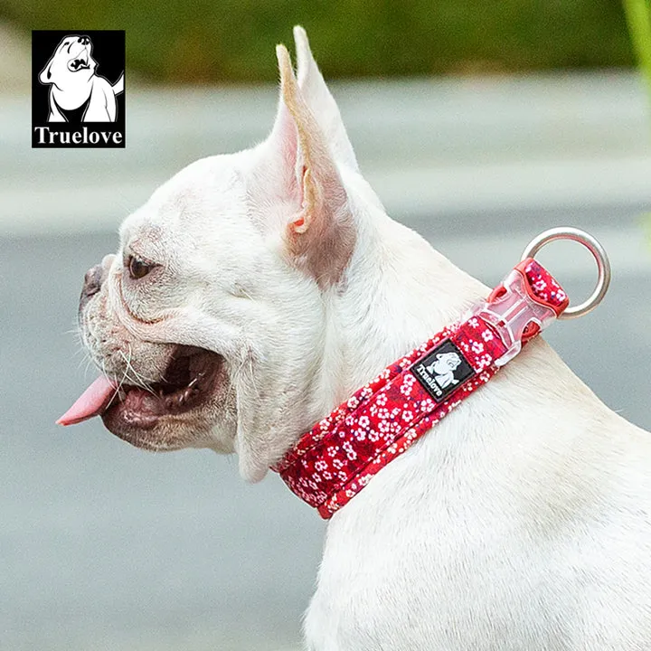 Padded Floral Dog Collar, 2XL, Poppy Red, Durable, Secure Fit