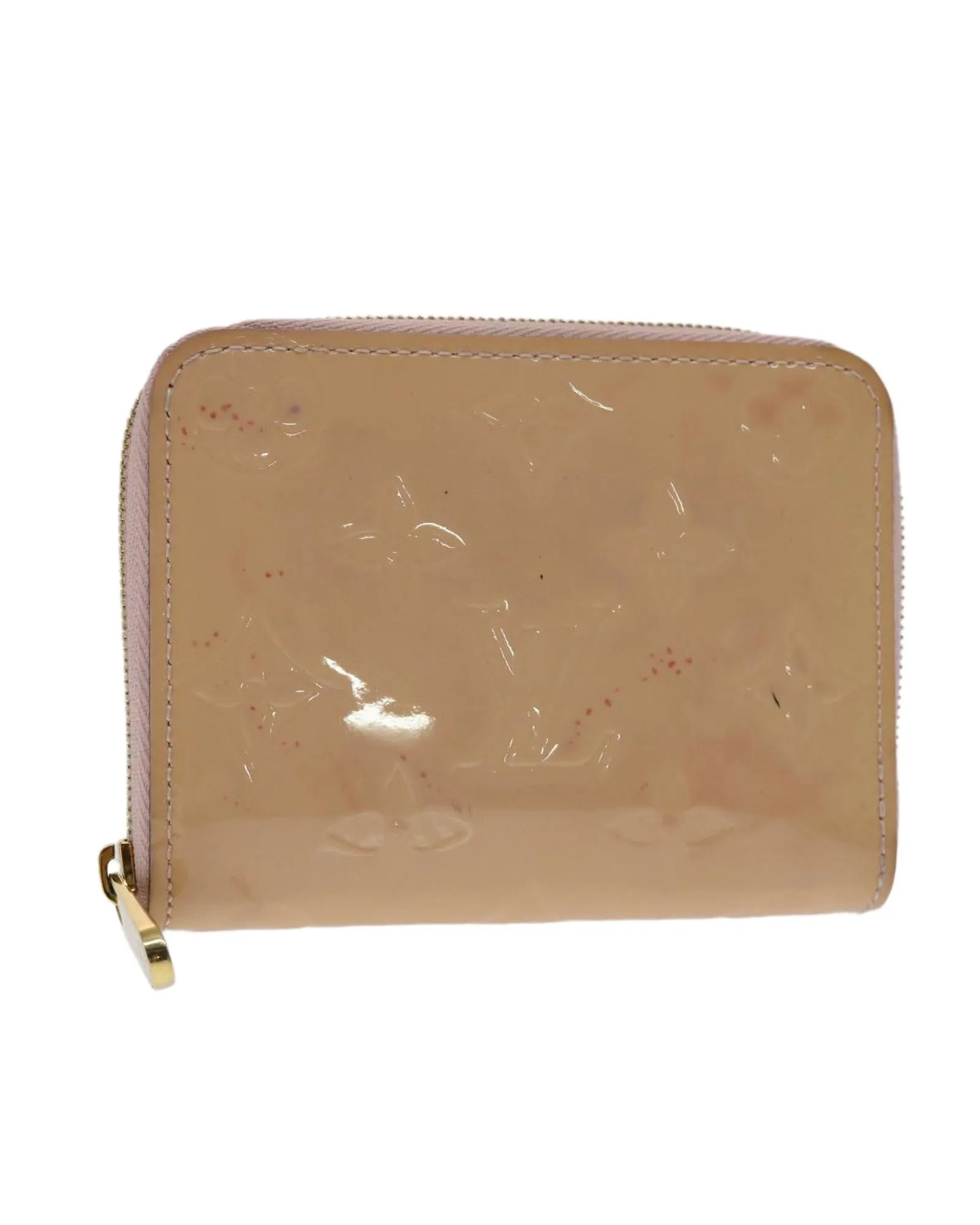 Patent Leather Coin Purse with Monogram Design