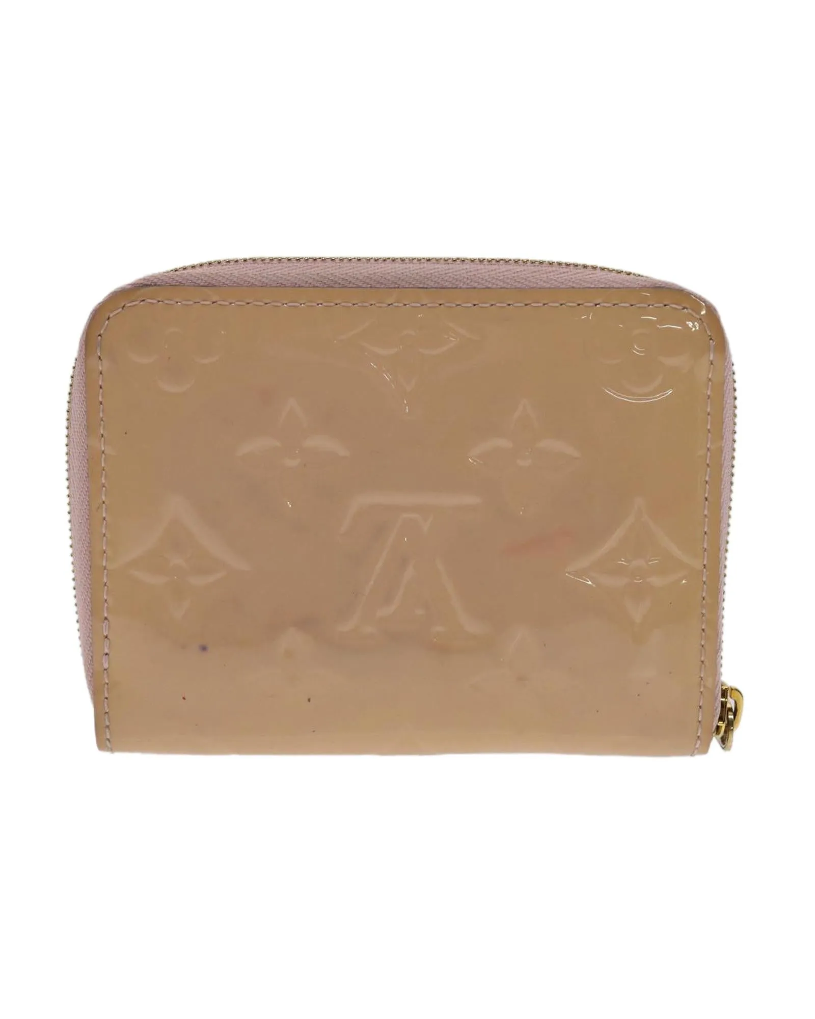 Patent Leather Coin Purse with Monogram Design