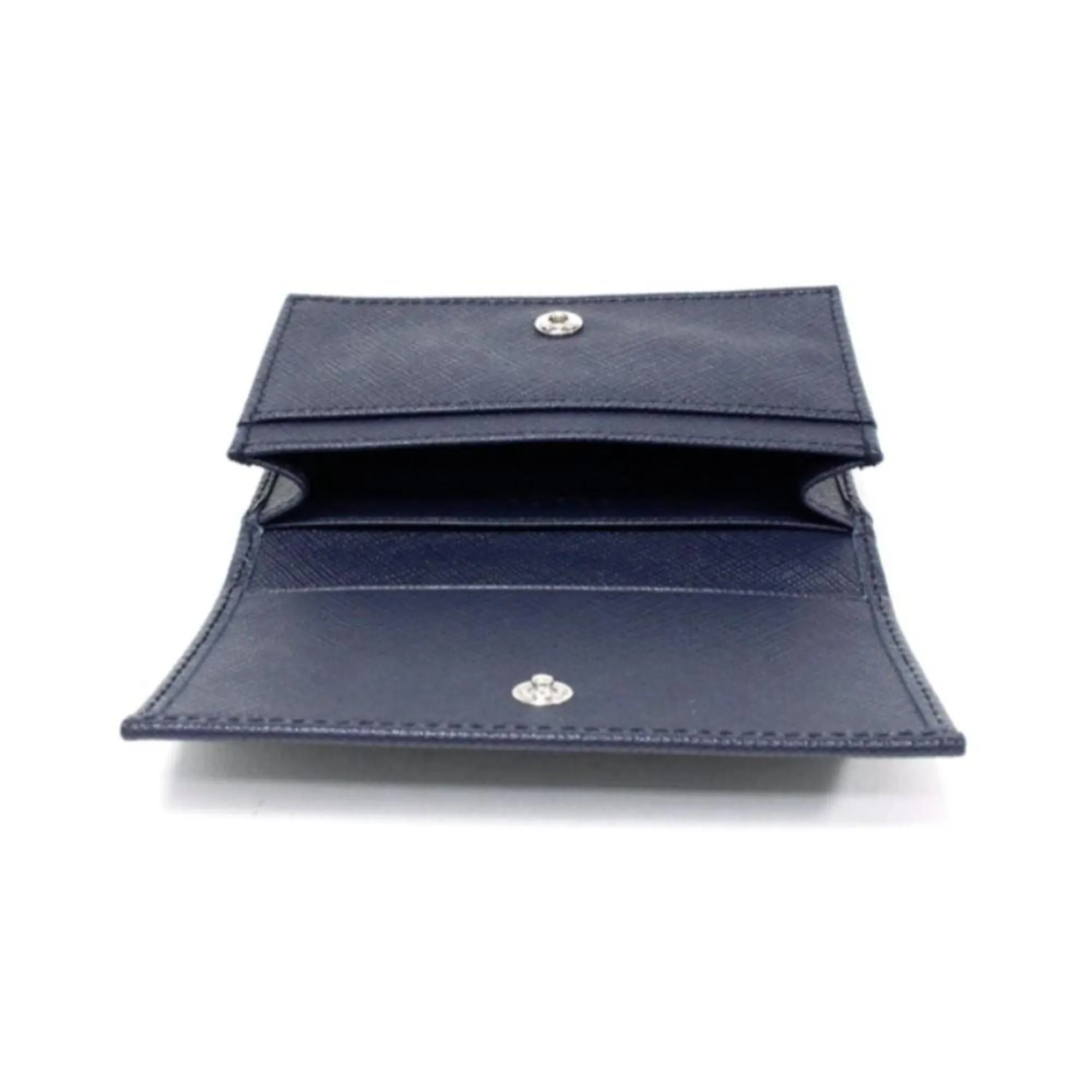 Prada Mens Saffiano Flap Card Holder Wallet Baltico Blue