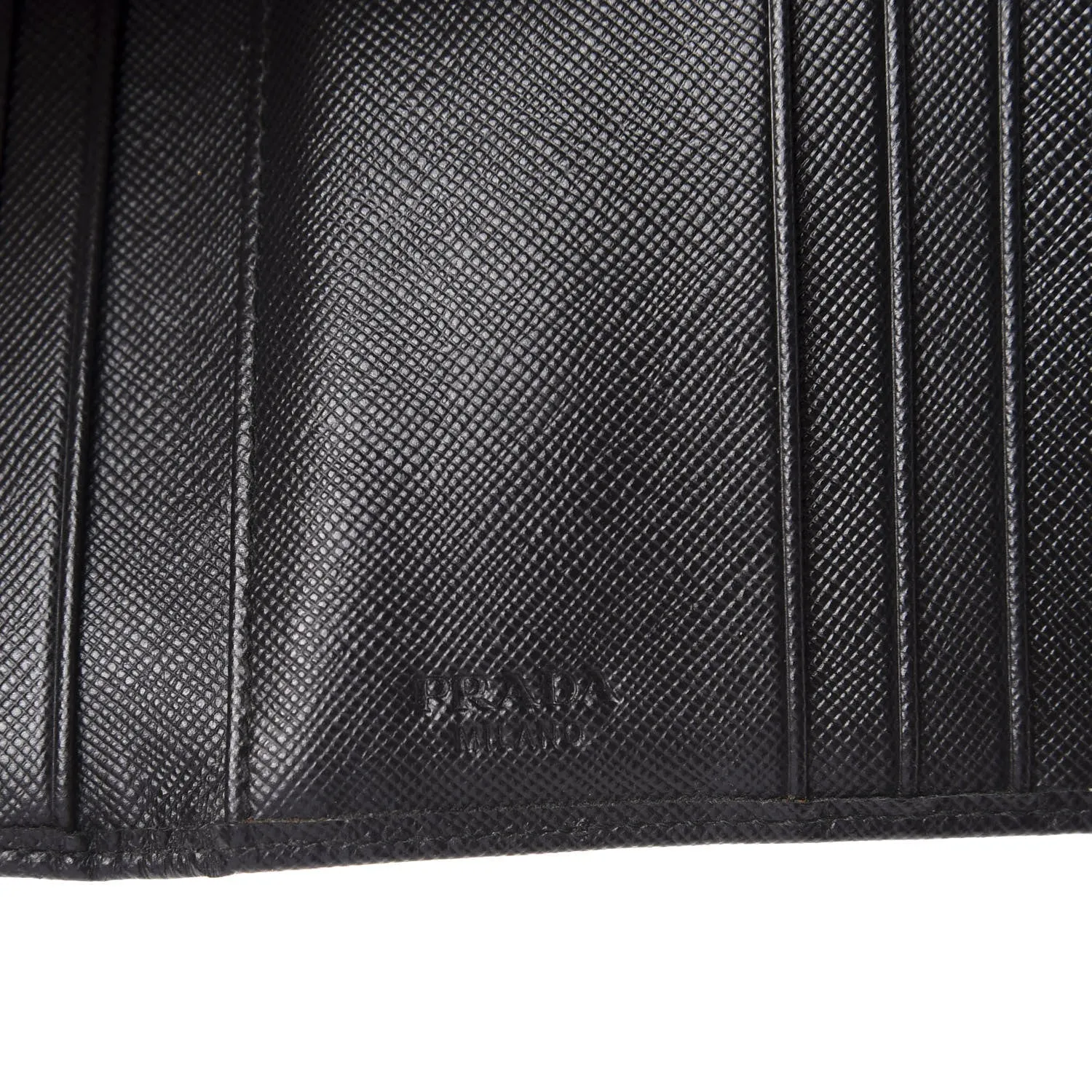 Prada Women's Wallet Saffiano Leather Tri Fold Black