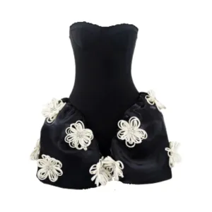 Pre Order: Elegant Strapless Flower Bud Dress