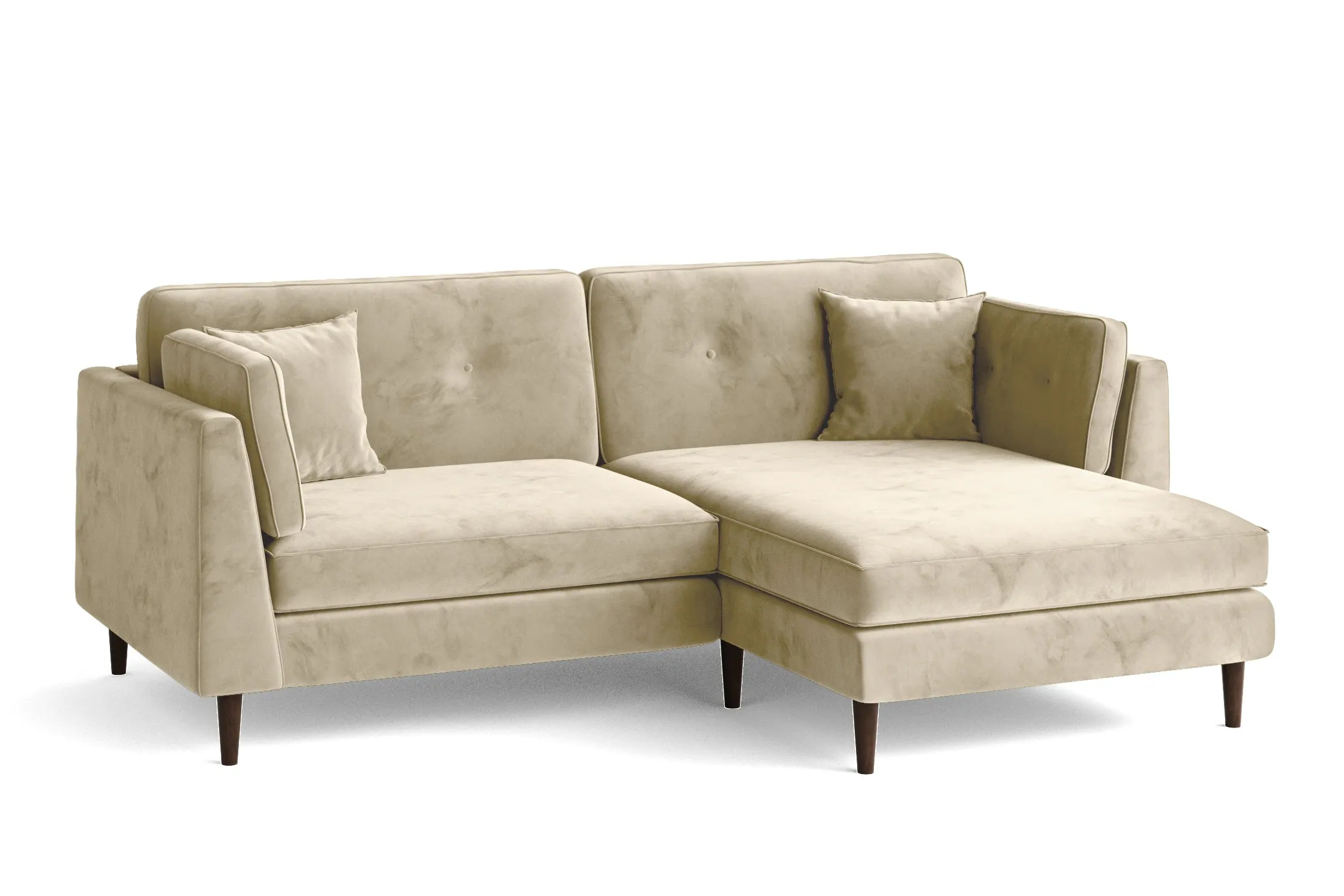 Ragusa 3 Seater Right Hand Facing Chaise Lounge Corner Sofa Cream Velvet