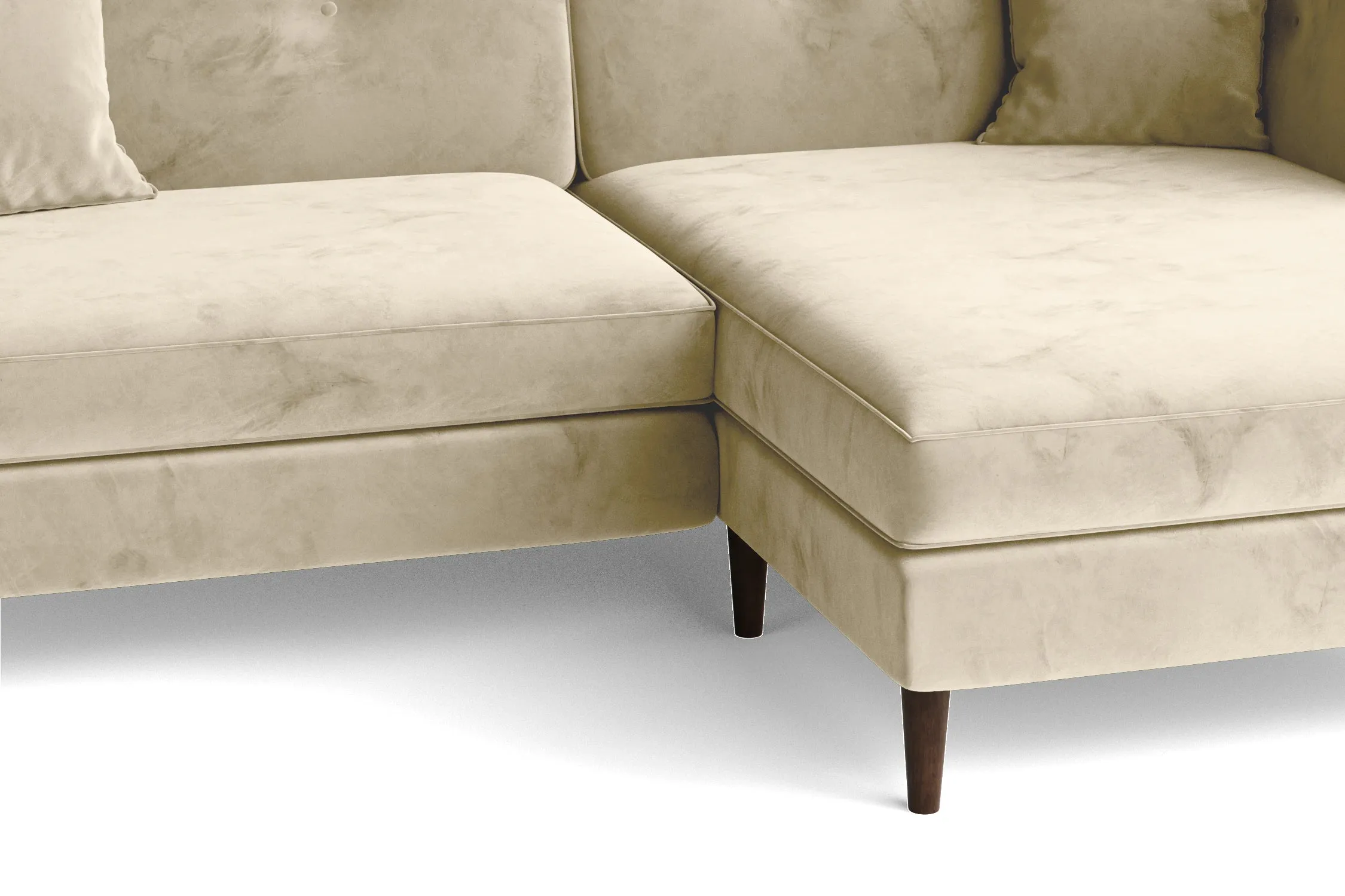 Ragusa 3 Seater Right Hand Facing Chaise Lounge Corner Sofa Cream Velvet