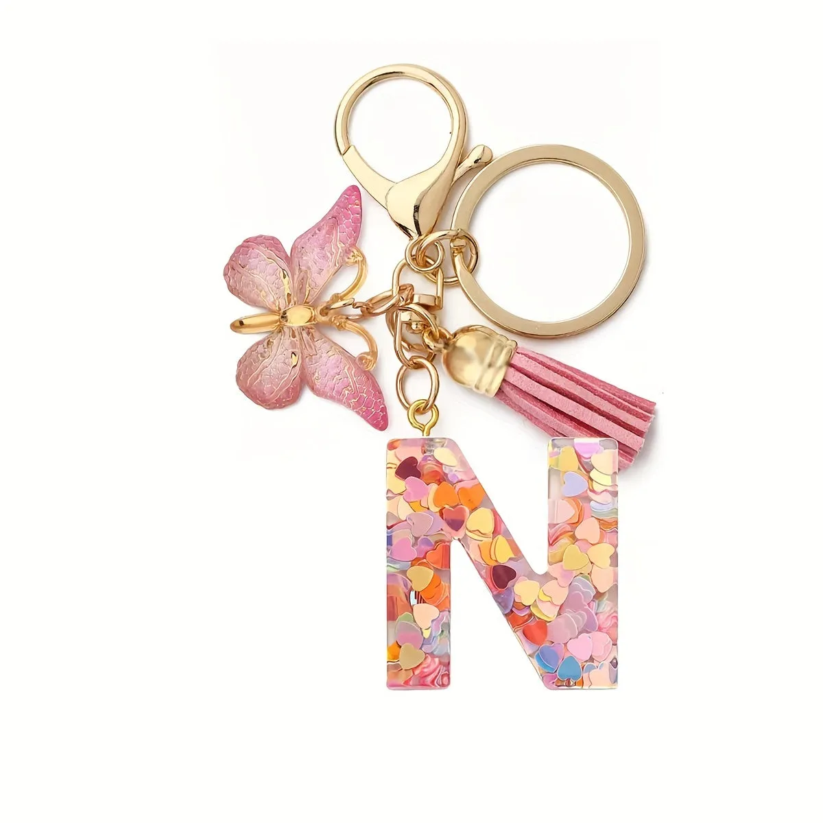 Resin Initial Letter Keychain for Purse and Backpack