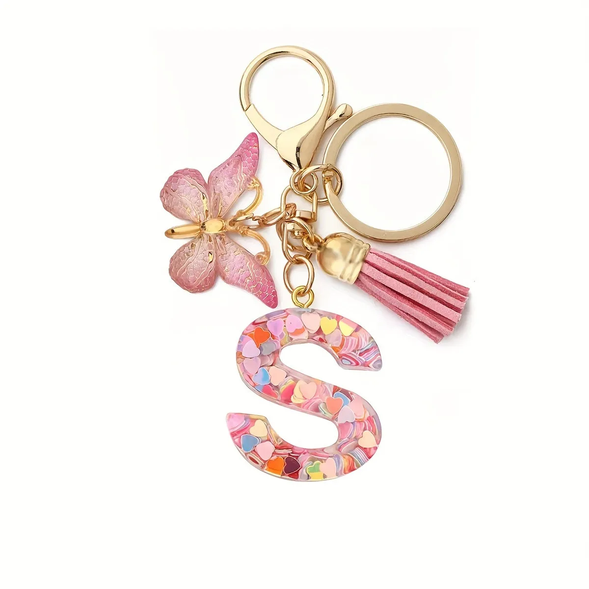 Resin Initial Letter Keychain for Purse and Backpack